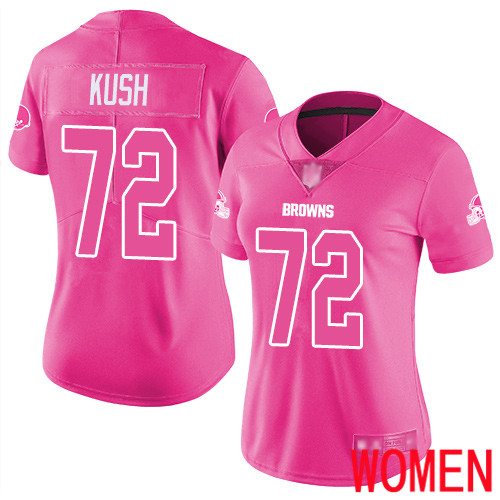 Cleveland Browns Eric Kush Women Pink Limited Jersey #72 NFL Football Rush Fashion
